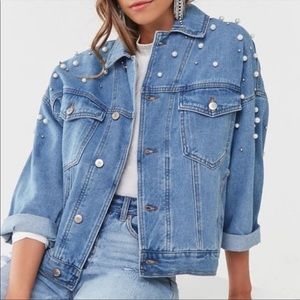 Forever21 pearl denim jacket